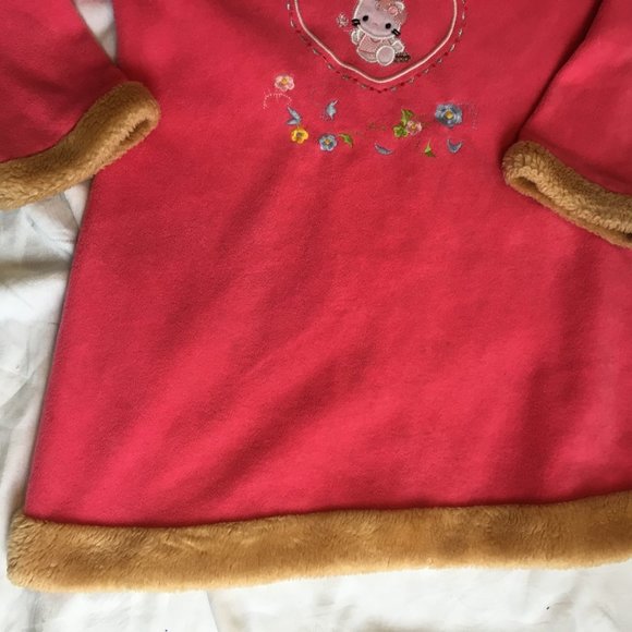 Hello Kitty Character Girl's Nightgown Dress Warm Fleece Pajamas Pink Vtg Sz 7 - Picture 6 of 10